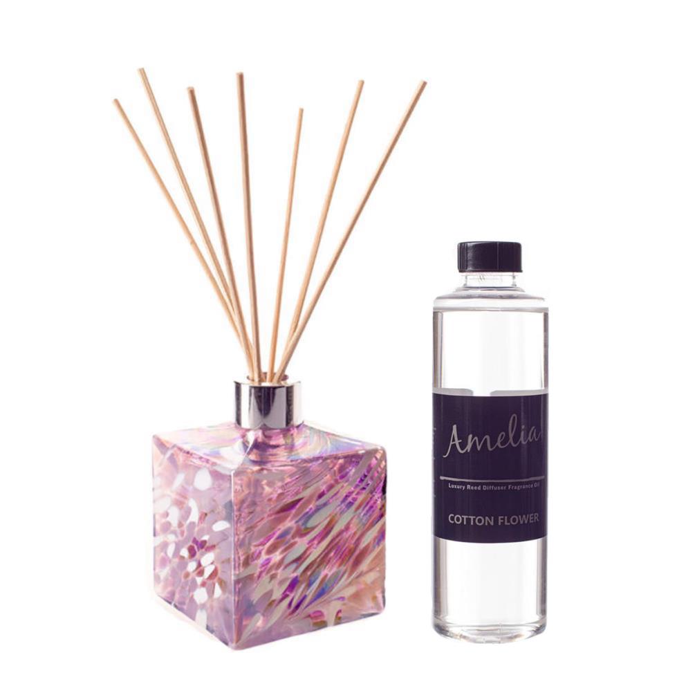 Amelia Art Glass Violet & White Square Reed Diffuser Gift Set  £35.99
